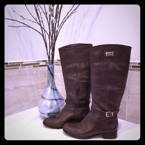 Brown leather boots